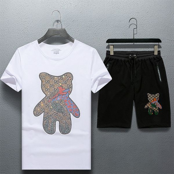 

luxury designer tracksuits mens stylist t shirt short +short pants 2ps men designer tracksuits size -2xl, Gray
