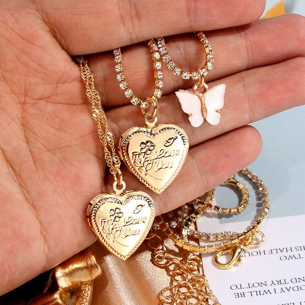 

caraquet new gold color crystal chain choker necklace for women metal heart pendant necklace geometric statement jewelry gift, Silver