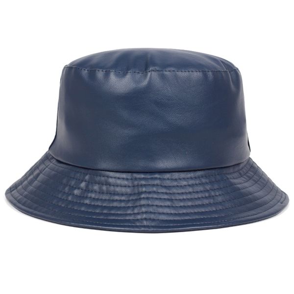 

2020 new bucket hat faux leather bucket hats pu cotton solid men's and women's fashion bucket cap panama fisherman caps, Blue;gray