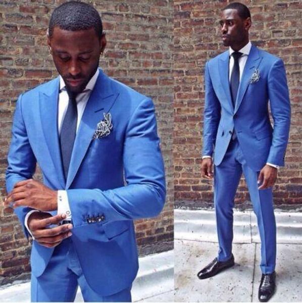 

blue mens wedding suits slim fit two button notched lapel groom wear tuxedos formal work prom business blazer(jacket+pants, Black;gray