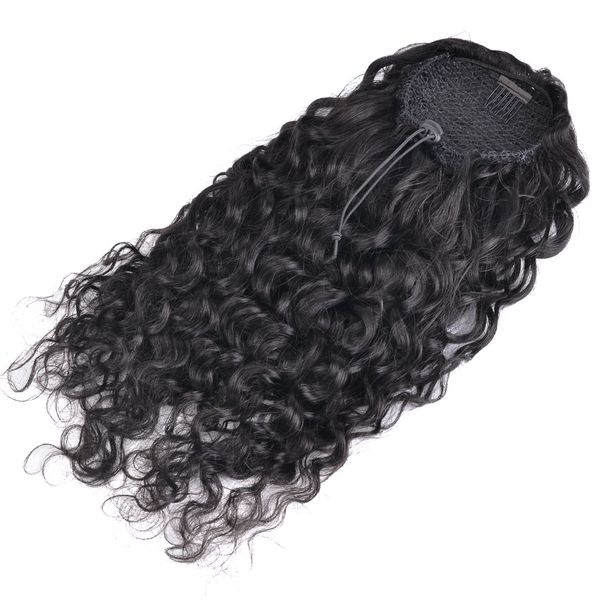 Coda di cavallo Capelli umani Remy Acconciature coda di cavallo ricci ondulati europei 140g Fermaglio per capelli naturale al 100% nelle estensioni dei capelli coda di cavallo