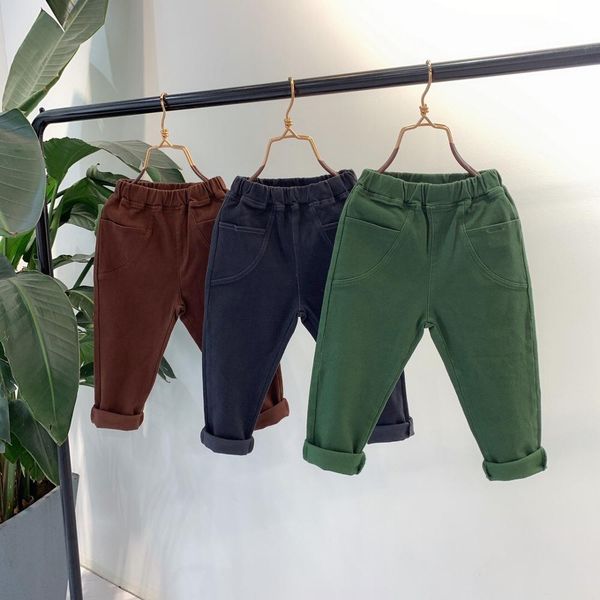 

children pants kids spring autumn cotton clothing for baby boys trousers 2019 woven solid casual girls pants, Blue