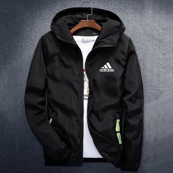 

autumn mens jackets coat fashion hooded jacket with letters windbreaker zipper hoodies for men sportwear clothes highly quality, Black;brown