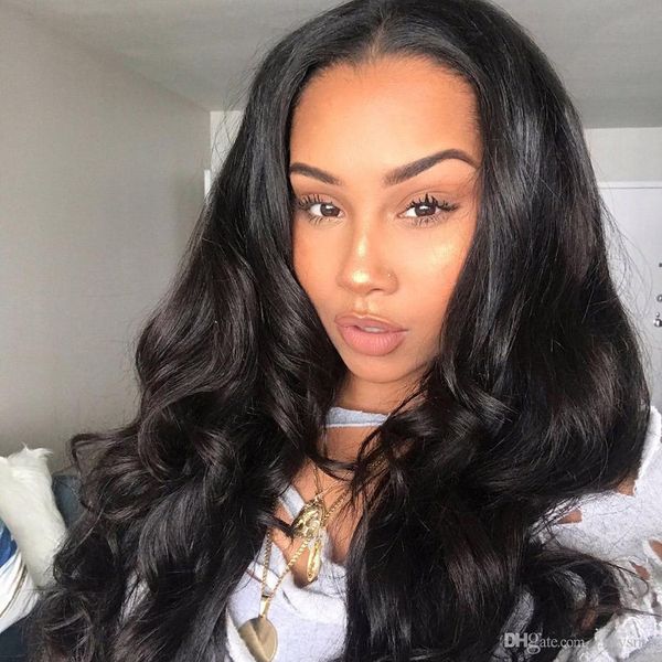 

фронт шнурок человеческих волос для чернокожих женщин 150% плотность парика бразильских сыпучих глубокой волны с волосами младенец 4x13 фрон, Black