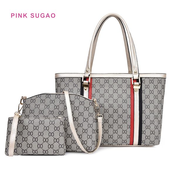 

Pink sugao new fashion tote bags designer women handbag 3pcs/set composite bag 8 word pattern shoulder handbag shell-shaped wing bags