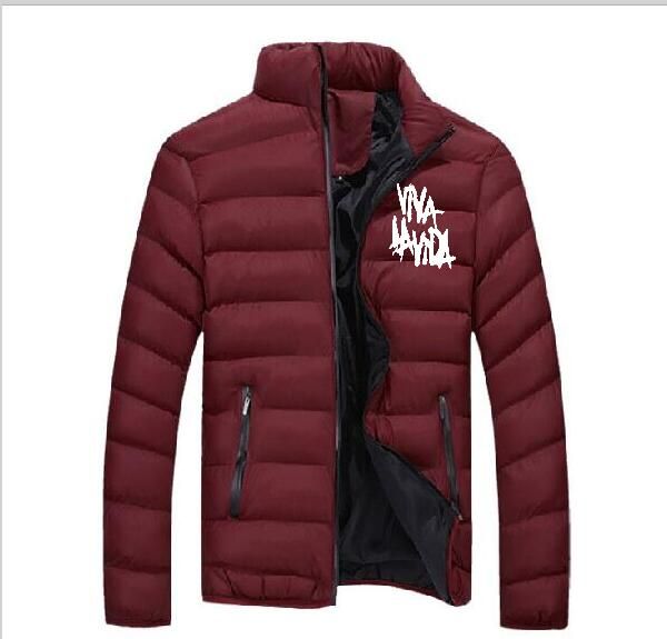 

new coldplay viva la vida thickened winter jacket men's winter warm jacket slim men's casual printed, Black;brown