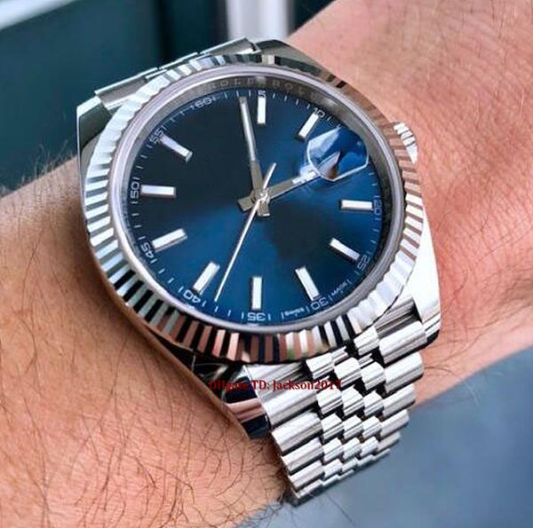 

christmas gift 5 style mens watches 126334 blue dial 18k white gold steel automatic watch 41mm asian movement 2813, Slivery;brown