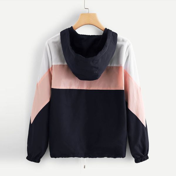 

designer jacket women coat women sleeve autumn long coat patchwork hooded blouse coats jackets women windbreaker clothes chaqueta mujer, Black;brown
