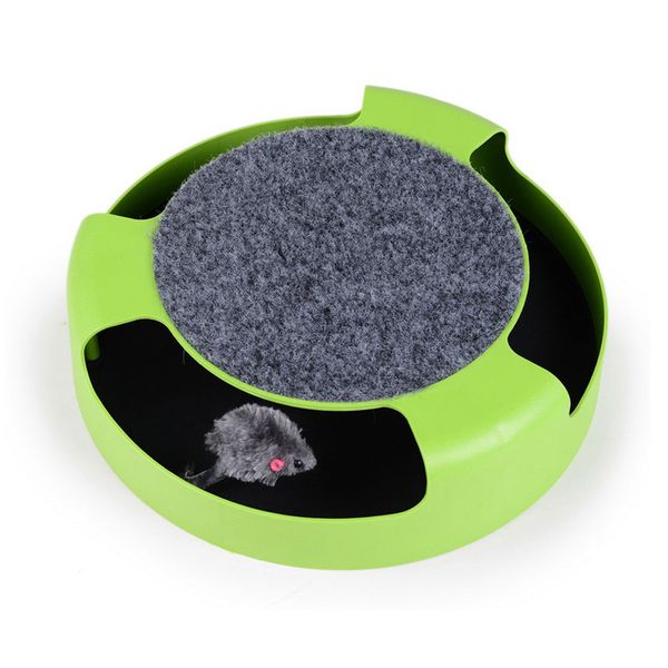 

cat kitten toy round scratch pad with mouse scratcher fun activity play