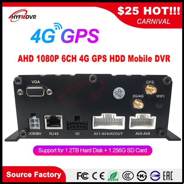 

hd audio and video 6 channel sd card + hard disk remote monitoring host 4g gps mobile dvr truck / taxi / bus school bus mdvr car dvr