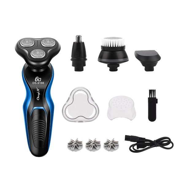 

4 in 1 electric razor usb rechargeable beard trimmer face cleaning brush shaving machine nose trimmer with 3 replaceable blade