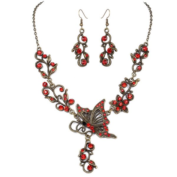 

fashion luxury butterfly flower bride wedding dress tassel necklace suits necklace + earring jewelry set dangle earrings chain, Silver