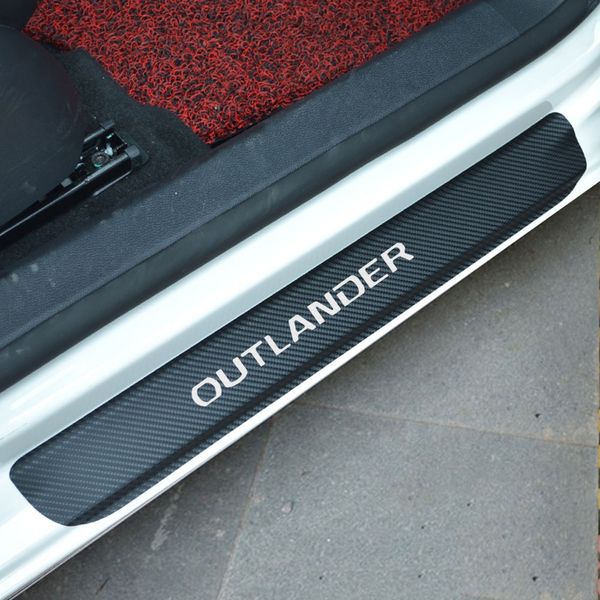 For Mitsubishi Outlander Carbon Fiber Car Door Sill Sticker Anti Scratch None Slip Auto Door Protection Film Stickers Styling Personalized Car