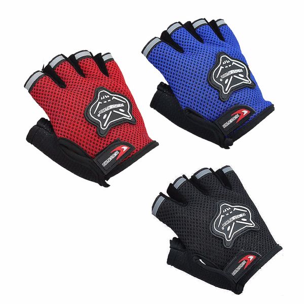 

summer mesh bicycle head animal half finger riding children' gloves toddler comfort mittens handschoenen sport birthday gift, Blue;gray