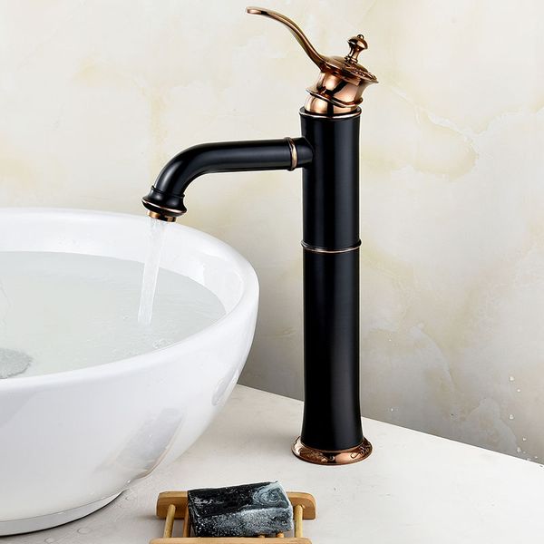 

black ancient rose gold basin faucets copper electroplating l bar classic basthroom faucets household faucet