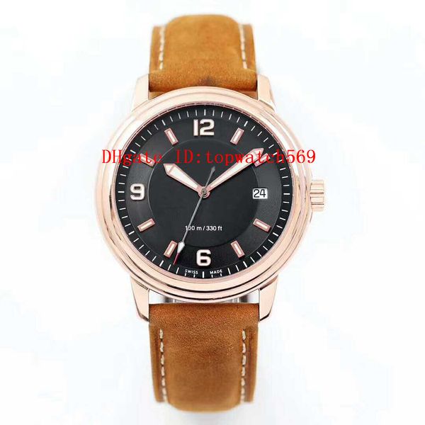 

2019 mens watch leman watch wristwatch swiss eta 2824 automatic mechanical 28800 vph date sapphire crystal 18k rose gold case, Slivery;brown