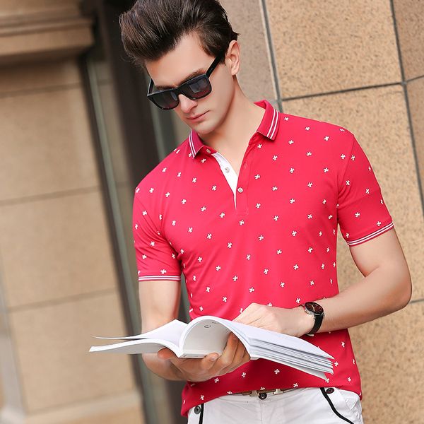 

men's polos 2020 summer printed shirt short sleeve male clothing, White;black