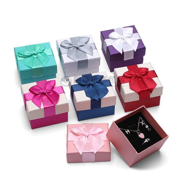 

10pcs/lot bow square jewelry box ring earring packaging boxes necklace pendant carrying cases boxes for jewelry ing, Black;white