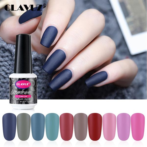 

clavuz matte coat lucky color semi permanent soak off uv gel base matt nail art varnish manicure 8ml, Red;pink