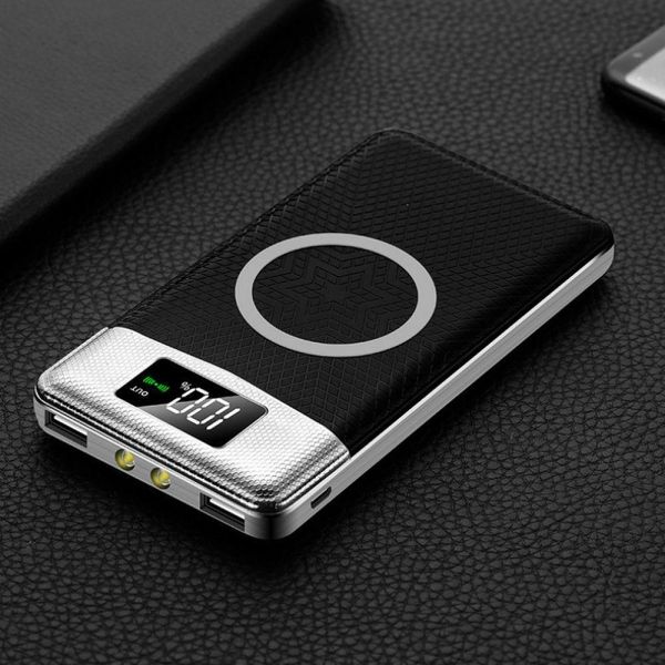 

30000mAh Wireless Power Bank Dual USB Charger Powerbank Bateria External Portable Poverbank with LED Light For Xiaomi iPhone X