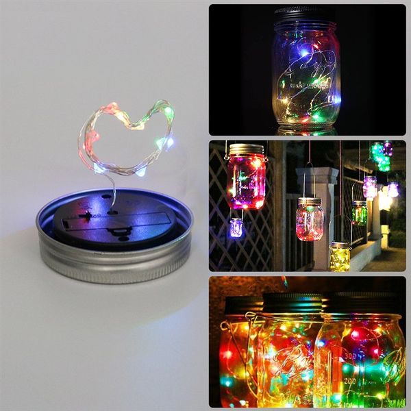 

led mason jar lid christmas new year garden decoration led solar fairy light mason bottle lamp wedding party decor