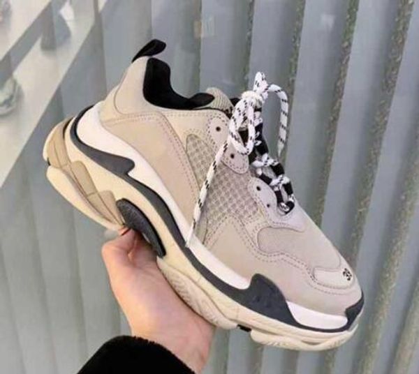 

light grey luxury triple s designer low make old sneaker combination soles boots mens womens shoes sports casual shoe chaussures, Black