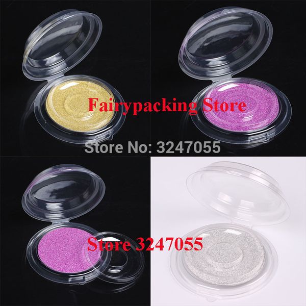 

disposable empty clear round false eyelashes storage case, transparent fake eyelashes blister package, pink/gold/silver package