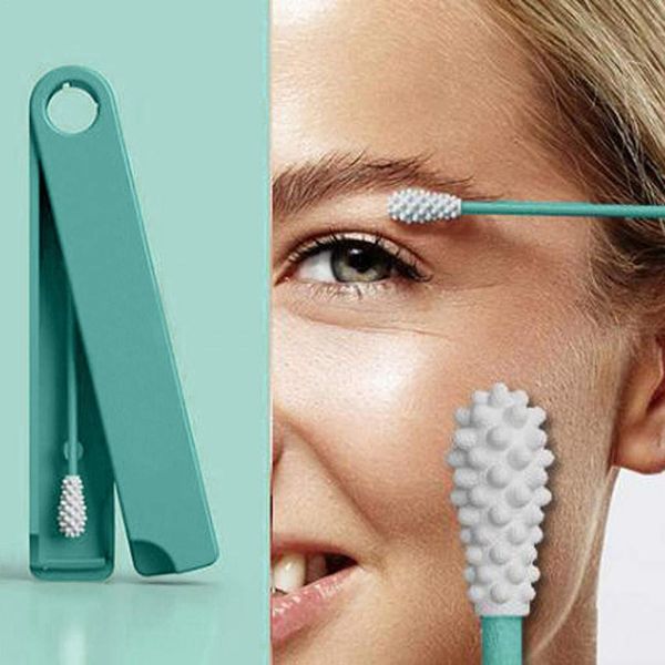 

Colorful reu able cotton wab ear cleaning tool co metic cotton bud ilicone wab for wa hing makeup and touch up