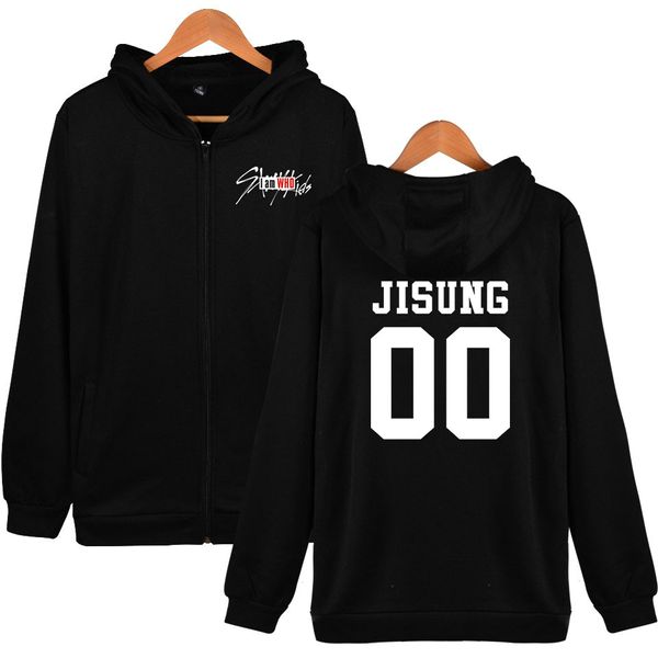 

keluoxin kpop straykids zipper hoodies women men i am you sweatshirt stray kids idol group tracksuit sudadera mujer, Black