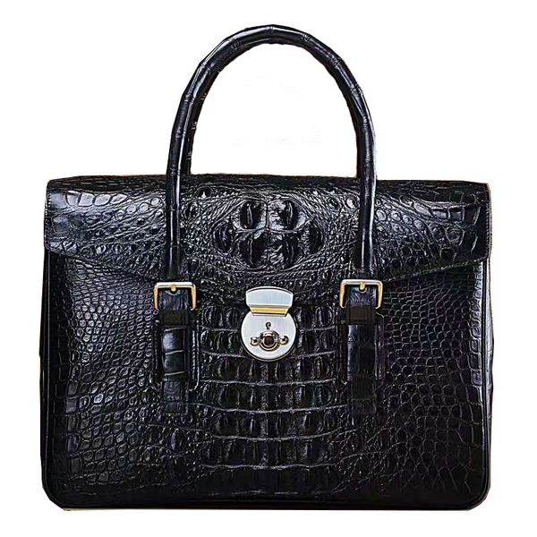 

genuine crocodile skin key lock closure businessmen briefcase handle handbag authentic alligator leather male portable bag
