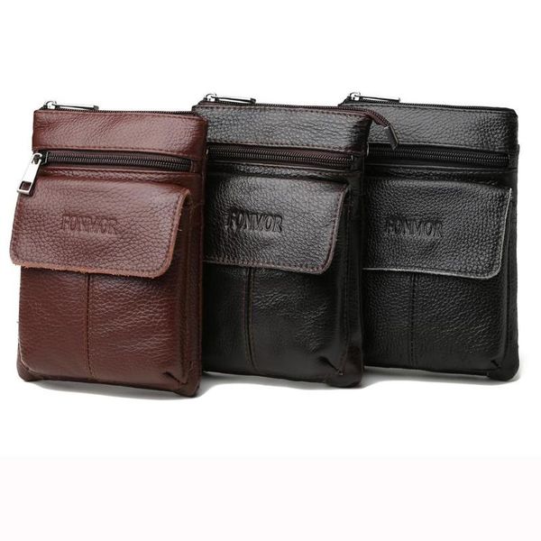 

ретро мужчины натуральная кожа сумка сумка на молнии мобильный телефон мешок