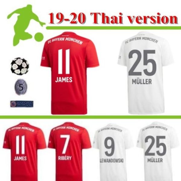 

2019 2020 #25 muller home away second away soccer jersey +patch 19 20 soccer shirt customized #9 lewandowski #17 boateng bayern munich footb, Black;yellow