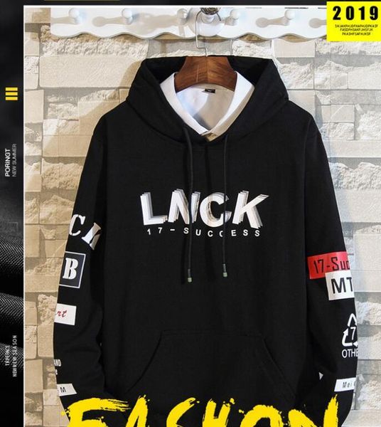 

lnck print mens hoodies 2020 spring autumn new men's sweatshirts homme tracksuit fashion men clothing hip hop male sweatshirt, Black