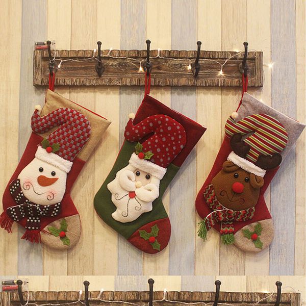 

2020 christmas stocking sack gift xmas decoration 3d santa snowman reindeer candy bag gift