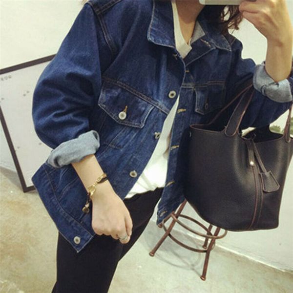 

2019 new women's basic jacket women denim jacket faded ripped fitted vintage boyfriend oversized coat denim feminine, Black;brown