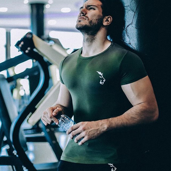 

fitness mens sport t shirts running shirt gym training tshirt o-neck jogging workout t shirt short sleeve sport wear tees, Black;blue