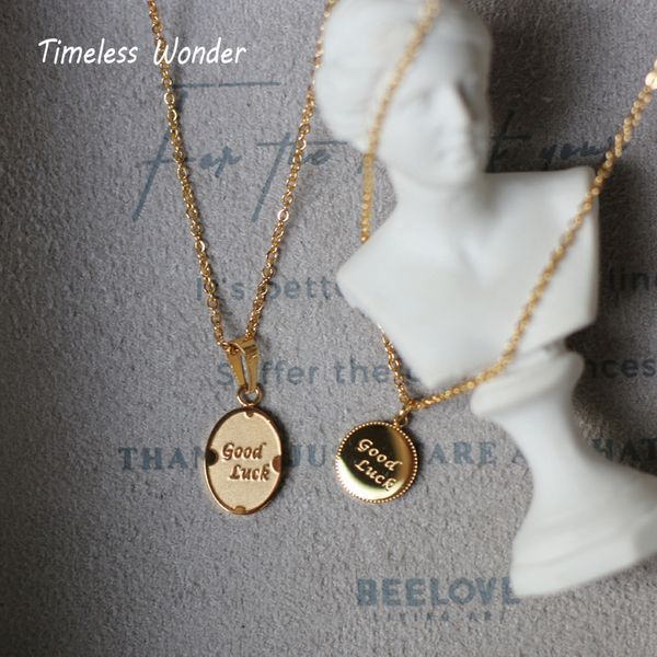 

timeless wonder titanium good luck coin charm chains choker necklace stainless steel jewelry punk boho gothic initial gift 1326, Golden;silver