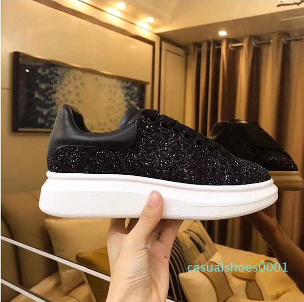 

designer shoes genuine leather sneaker luxury mens women fashion white leather platform shoes flat casual shoes al22, Black