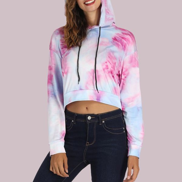 

sweatshirt crop poleron mujer 2019 fashion japanese harajuku streetwear women hoodie ulzzang clothing style tie dye hoodie, Black