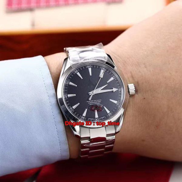 

7 style aqua terra 150m 41.5mm miyota 8215 automatic mens watch 231.10.42.21.01.003 sapphire black dial stainless steel strap gents wathes, Slivery;brown