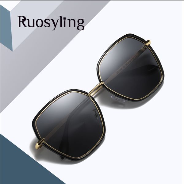 

ruosyling vintage retro women sunglasses polarized square uv 400 ladies sun glasses big frame elegant dark sunglasses female, White;black