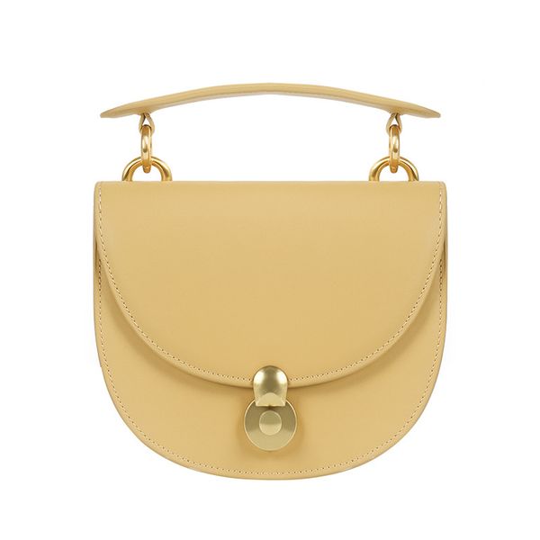 

pure color chain handbag lock lock saddle bag fashion hundred slant bag single shoulder leather