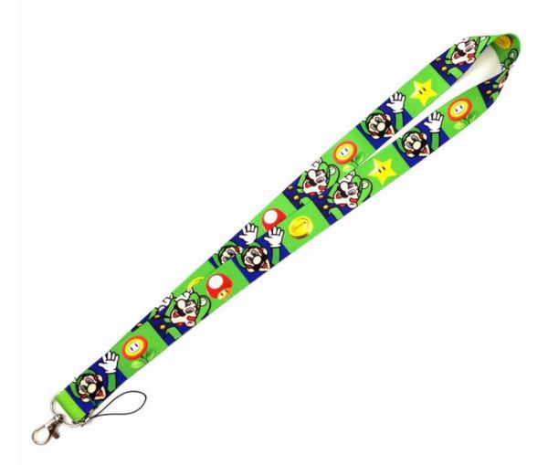 

new cartoon super mario neck lanyard keychain mobile phone strap id badge holder rope key chain keyring, Silver