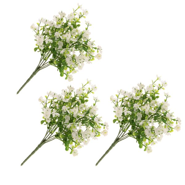 

3pcs artificial gypsophila bouquet wedding home garden faux flower decor white