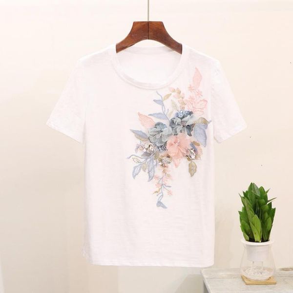 

high floral two quality womens russia piece set new fashion embroidery sequins harajuku suit stereo flowers sweet style clothing, White