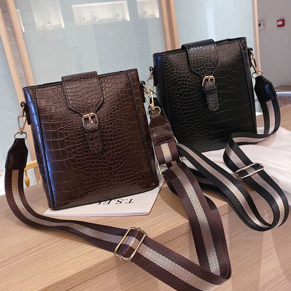 

crossbody сумка для женщин сумка сумки ковш сумки vintage crocodile pattern плеча мешок леди широкий ремень ремень женский