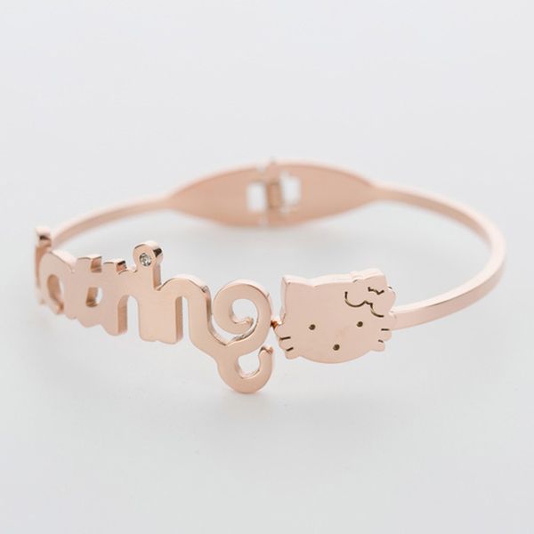 

women's bracelet cat design bracelet diamond inlaid accessories, Black