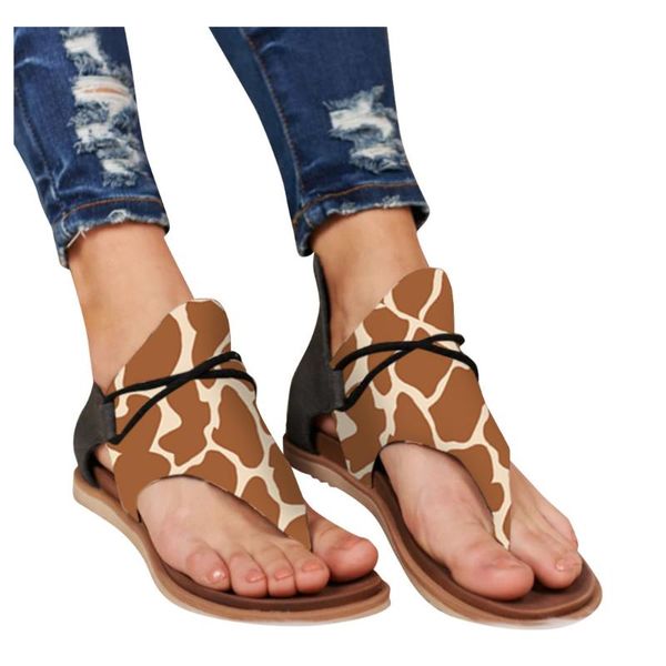 

new arrived sandals for women casual flat posh vintage shoes animal prints sandalias flip flop comfy sandals zapatos de mujer#35, Black
