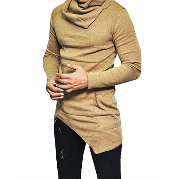 

мужчины ярус футболка конструктора кучи воротником с длинным рукавом hip hop solid t рубашки мужские нерегулярное tops тройник, White;black