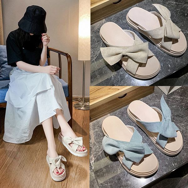 

flat shoes female med slippers casual slipers women slides butterfly-knot summer woman platform 2020 beach bonded, Black